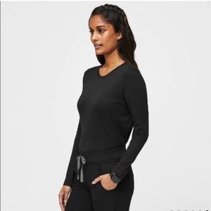 Figs Black Super Soft Underscrub Long Sleeve Shirt Women’s Size Medium